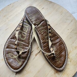 Sam Edelman Brown Croc-Embossed Sandals